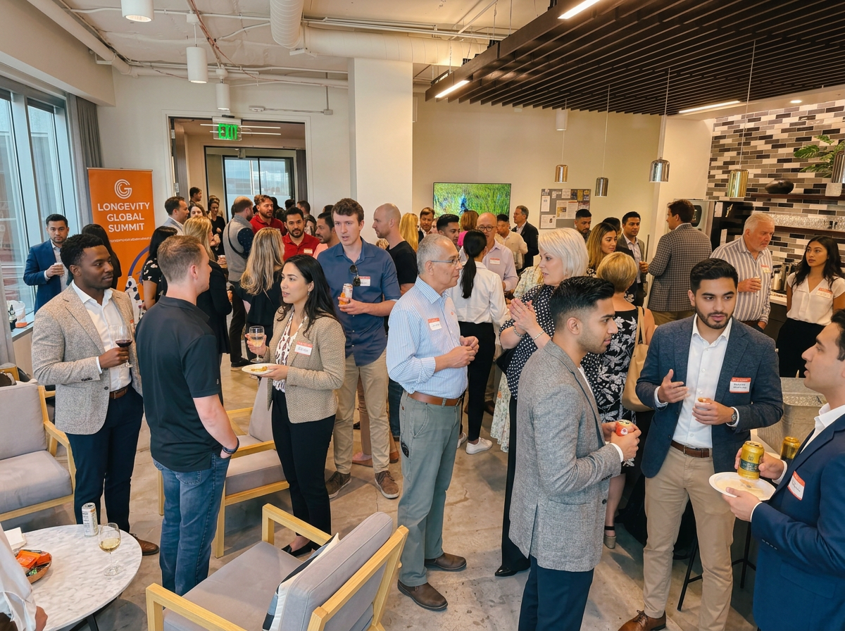 Founders, operators, clinicians and investors connecting at a Longevity Global meet-up